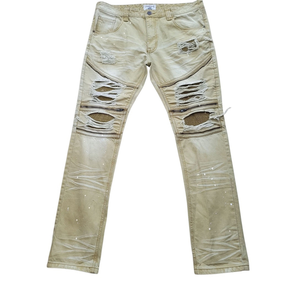 Smoke Rise Original Vintage Denim Destroyed Slim-Fit Jeans Size 38/34 - Picture 3 of 13